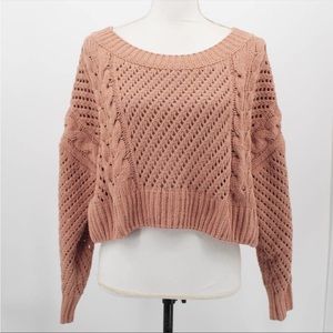 Urban Outfitters Rosie Plush Chenille Cable Knit Cropped Sweater size Medium